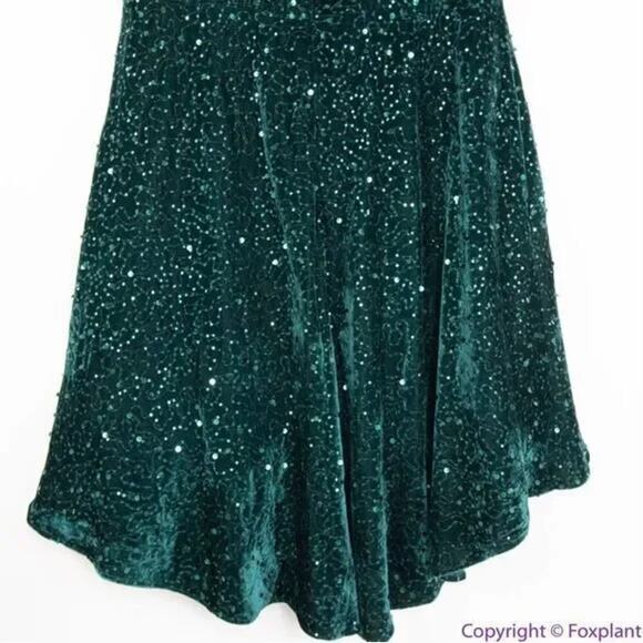 New! MORGAN & CO Green Sequined‎ Hi-lo Velvet Fit + Flare Dress , 18W - Picture 9 of 16